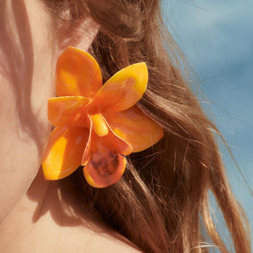 Bohemian Fabric Flower Stud Earrings – Bold Drip - Enamel Vacation Style - Alba Vaga