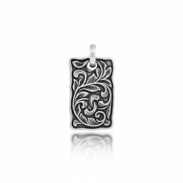 Sterling Silver Floral Arabesque Square Pendant