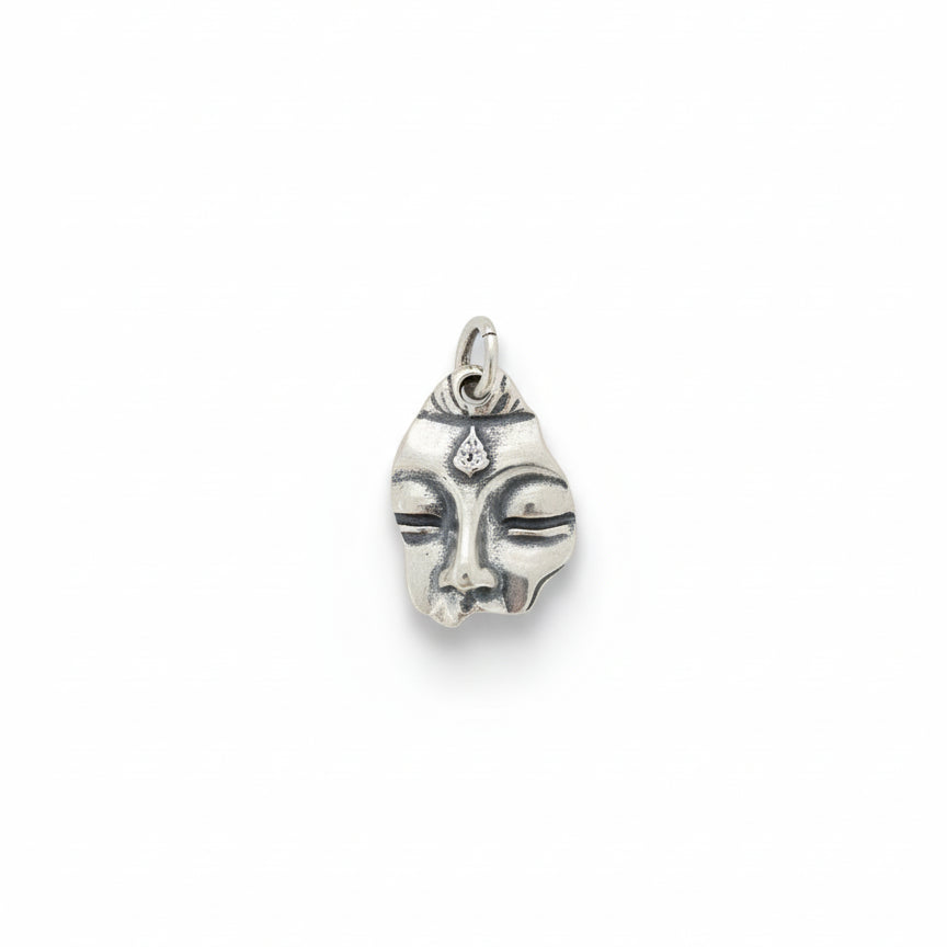 Sterling Silver Vintage-Style Solid Buddha Face Pendant