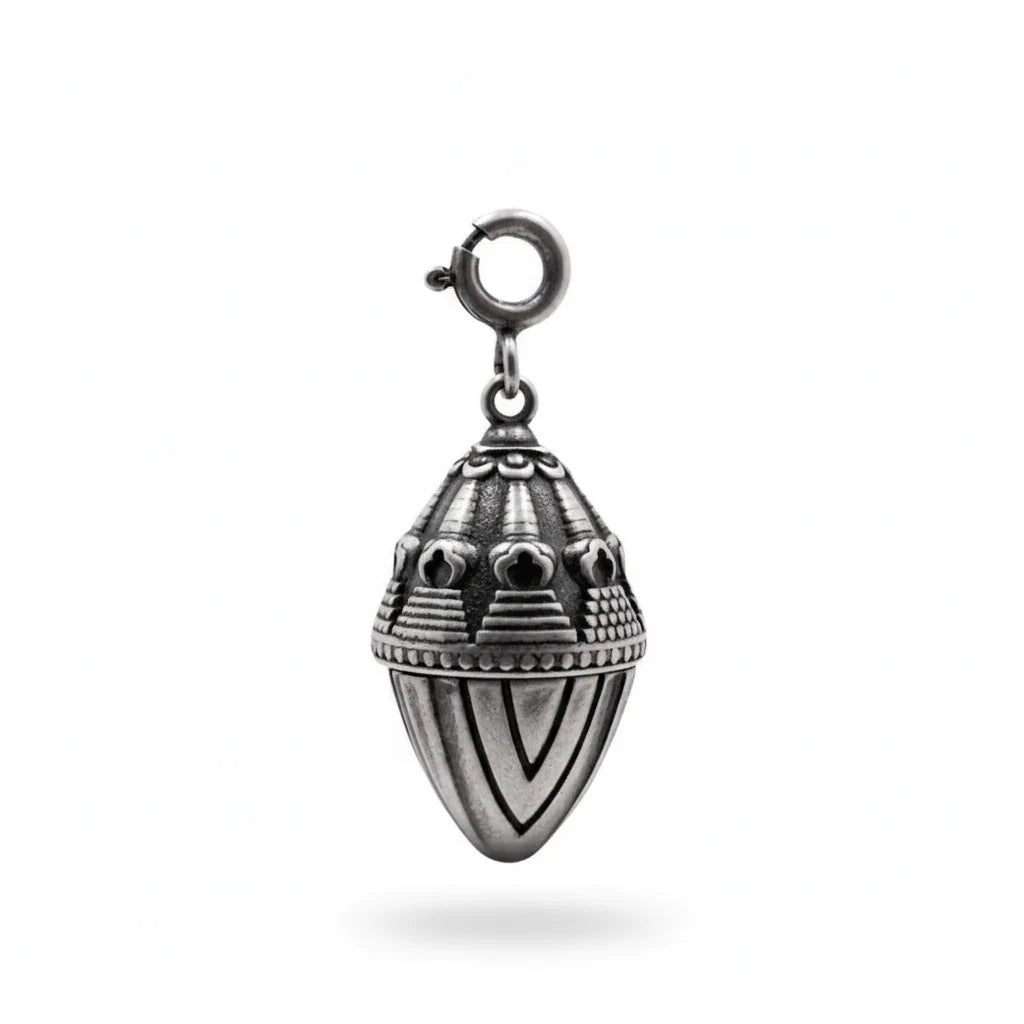 Sterling Silver Mi Di Ch’a Ch’a Ga’u Locket Pendant – Tibetan Vintage Oxidized Amulet
