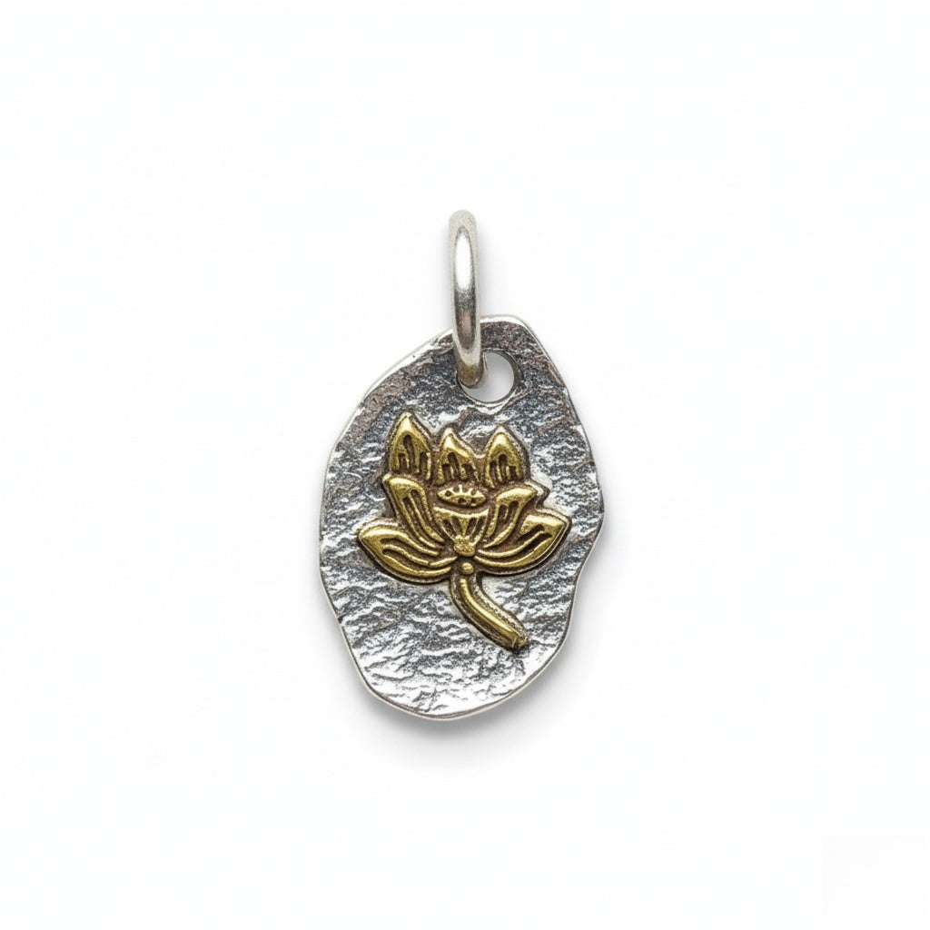 Sterling Silver Tibetan White Lotus Pendant