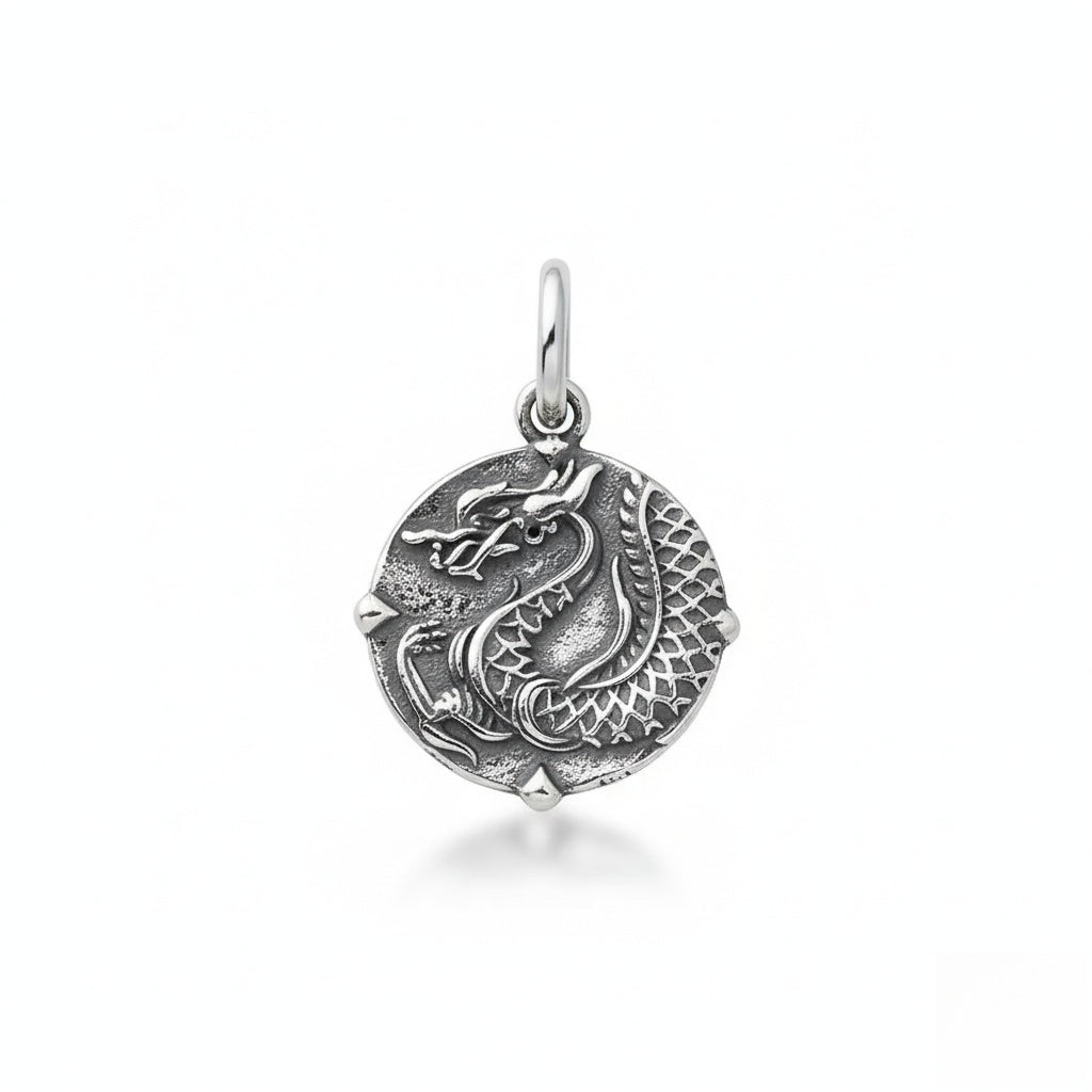 Sterling Silver Double-Sided Dragon Pendant