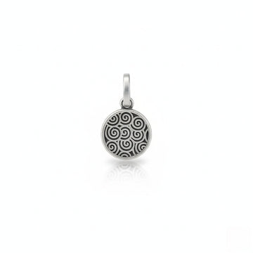 Sterling Silver Double-Sided Wave Pattern Round Charm