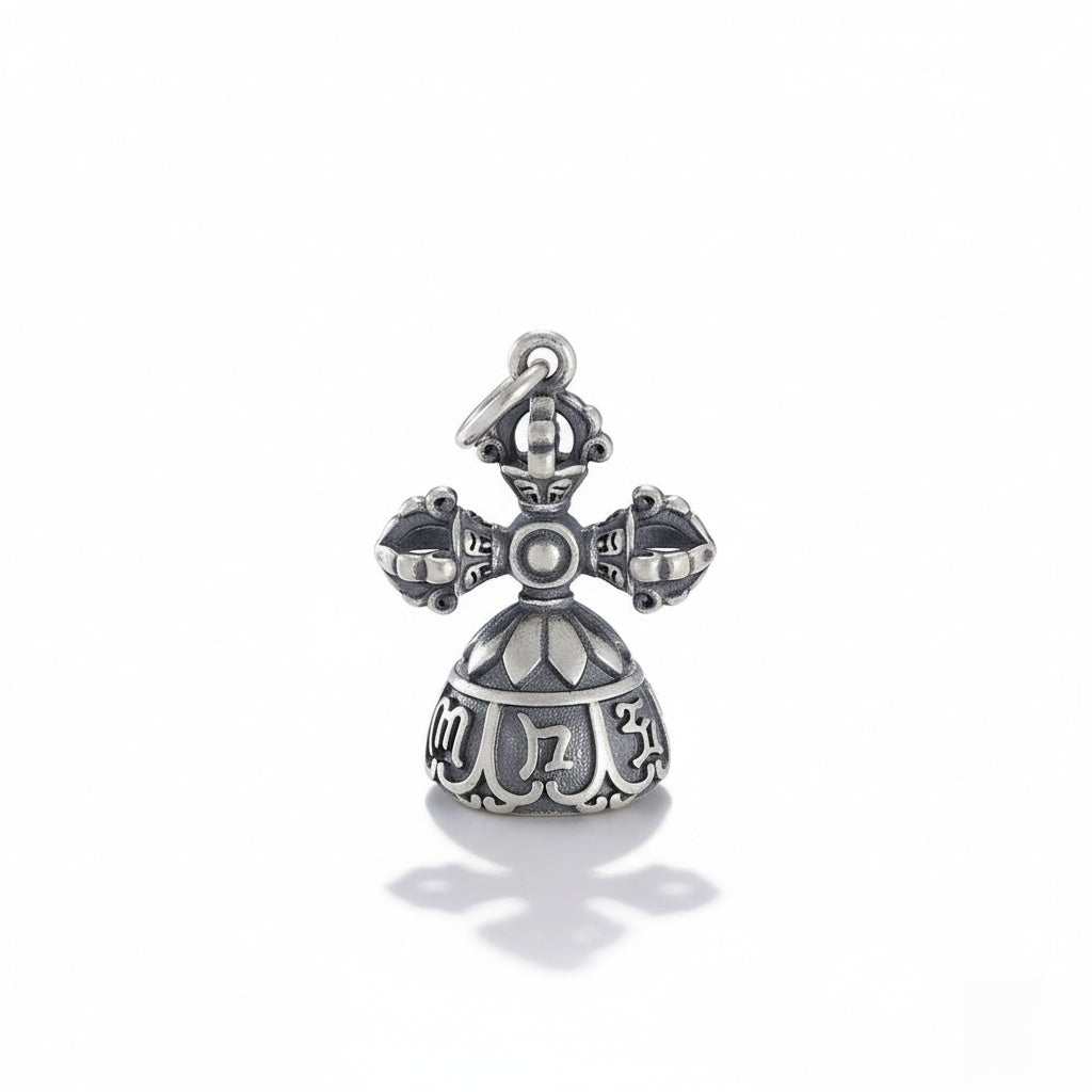 Sterling Silver Six-Word Mantra Bell Pendant