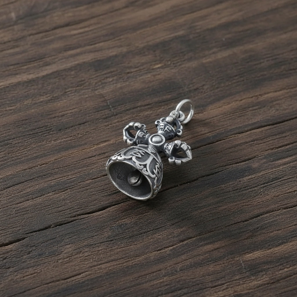 Sterling Silver Six-Word Mantra Bell Pendant