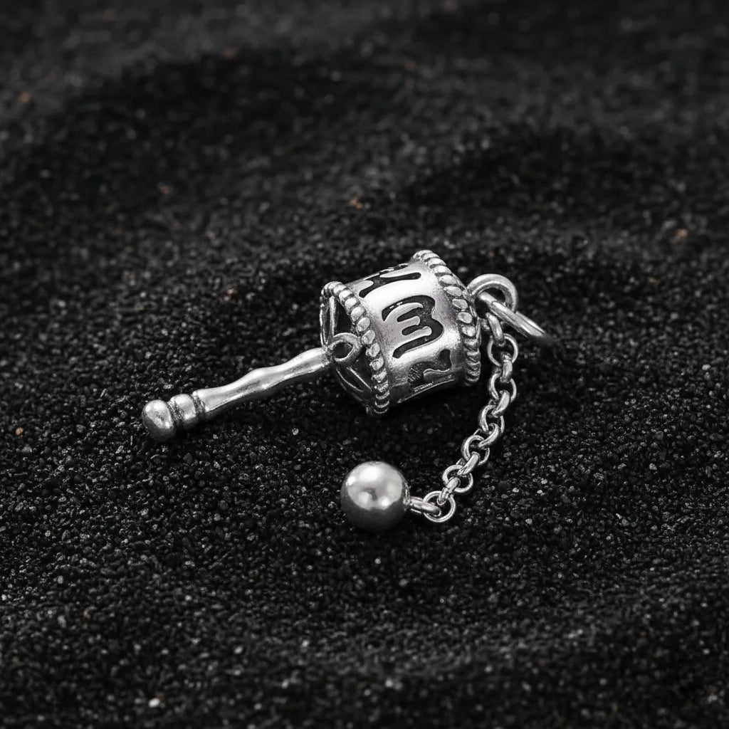 S925 Sterling Silver Handcrafted Prayer Wheel Pendant
