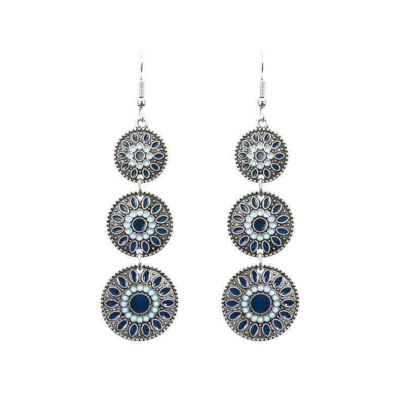 Blue Oil Drop Boho Earrings – Ethnic Style Alloy Statement Jewelry - Alba Vaga