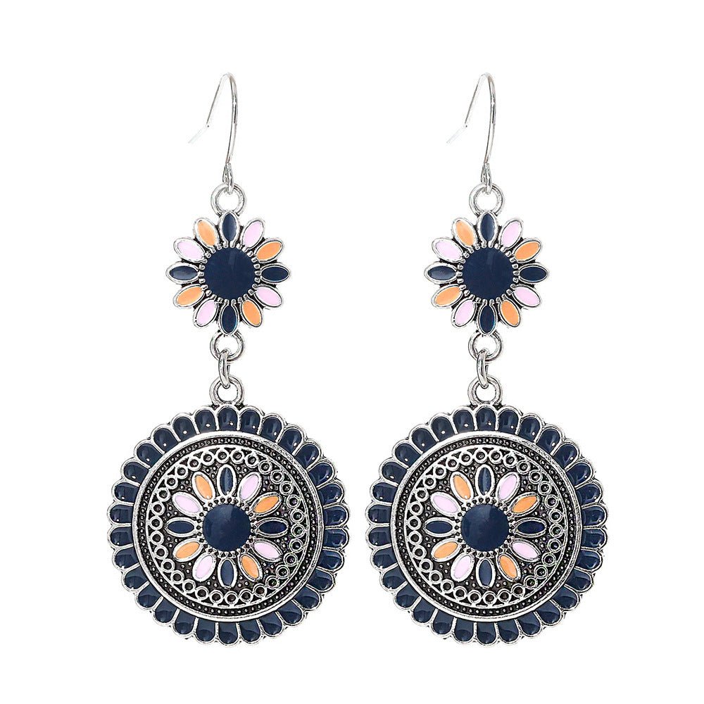 Blue Oil Drop Boho Earrings – Ethnic Style Alloy Statement Jewelry - Alba Vaga