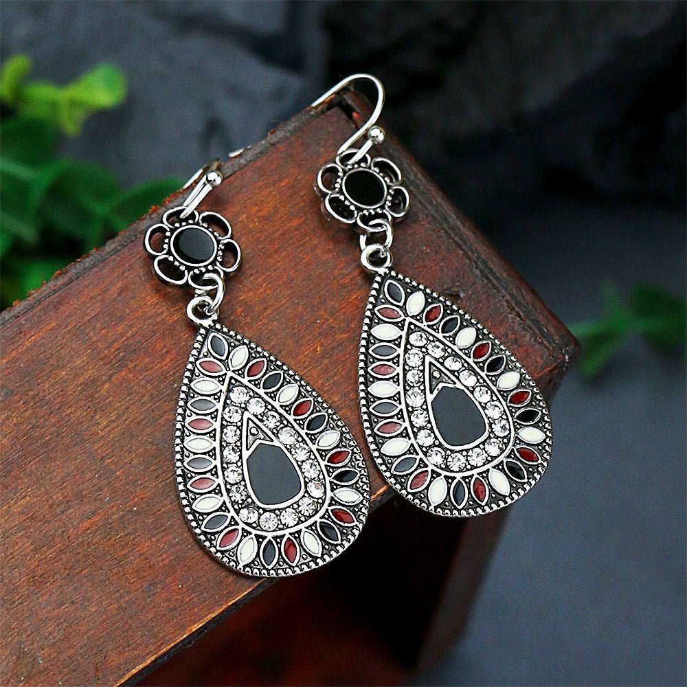 Blue Oil Drop Boho Earrings – Ethnic Style Alloy Statement Jewelry - Alba Vaga