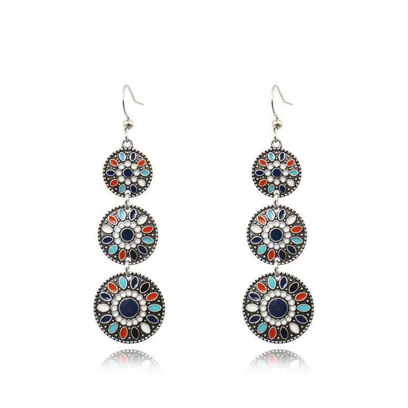 Blue Oil Drop Boho Earrings – Ethnic Style Alloy Statement Jewelry - Alba Vaga
