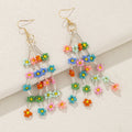 Bohemian Daisy Beaded Fringe Earrings – Colorful Handmade Rainbow Style - Alba Vaga