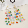Bohemian Daisy Beaded Fringe Earrings – Colorful Handmade Rainbow Style - Alba Vaga
