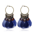 Bohemian Feather Fringe Earrings – Retro Seaside Vacation Style - Alba Vaga