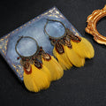 Bohemian Feather Fringe Earrings – Retro Seaside Vacation Style - Alba Vaga
