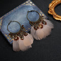 Bohemian Feather Fringe Earrings – Retro Seaside Vacation Style - Alba Vaga