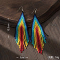 Bohemian Glass Bead Fringe Earrings – Colorblock Vacation Style with Artistic Flair - Alba Vaga