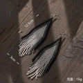 Bohemian Glass Bead Fringe Earrings – Colorblock Vacation Style with Artistic Flair - Alba Vaga
