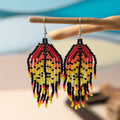 Bohemian Glass Bead Fringe Earrings – Colorblock Vacation Style with Artistic Flair - Alba Vaga