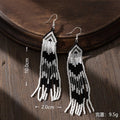 Bohemian Glass Bead Fringe Earrings – Colorblock Vacation Style with Artistic Flair - Alba Vaga