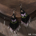 Bohemian Glass Bead Fringe Earrings – Colorblock Vacation Style with Artistic Flair - Alba Vaga