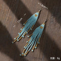 Bohemian Glass Bead Fringe Earrings – Colorblock Vacation Style with Artistic Flair - Alba Vaga