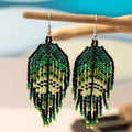 Bohemian Glass Bead Fringe Earrings – Colorblock Vacation Style with Artistic Flair - Alba Vaga