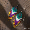 Bohemian Glass Bead Fringe Earrings – Colorblock Vacation Style with Artistic Flair - Alba Vaga