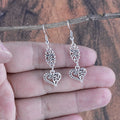 Bohemian Hollow Flower and Heart Pendant Earrings – Romantic Retro Design - Alba Vaga