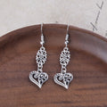 Bohemian Hollow Flower and Heart Pendant Earrings – Romantic Retro Design - Alba Vaga