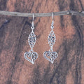 Bohemian Hollow Flower and Heart Pendant Earrings – Romantic Retro Design - Alba Vaga
