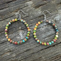 Bohemian Hollow Round Beaded Earrings with Colorful Imperial Stone Accents - Alba Vaga