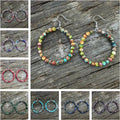 Bohemian Hollow Round Beaded Earrings with Colorful Imperial Stone Accents - Alba Vaga