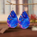 Bohemian Paisley Wooden Earrings – Double - Sided Colorful Totem Dangle Design - Alba Vaga
