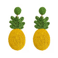 Bohemian Raffia & Alloy Pineapple Earrings - Alba Vaga