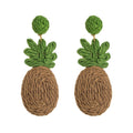 Bohemian Raffia & Alloy Pineapple Earrings - Alba Vaga