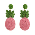 Bohemian Raffia & Alloy Pineapple Earrings - Alba Vaga