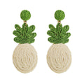 Bohemian Raffia & Alloy Pineapple Earrings - Alba Vaga