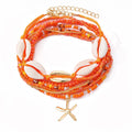 Bohemian Rice Bead Anklet Set – Shell & Starfish Charm Summer Beach Jewelry - Alba Vaga