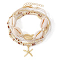 Bohemian Rice Bead Anklet Set – Shell & Starfish Charm Summer Beach Jewelry - Alba Vaga