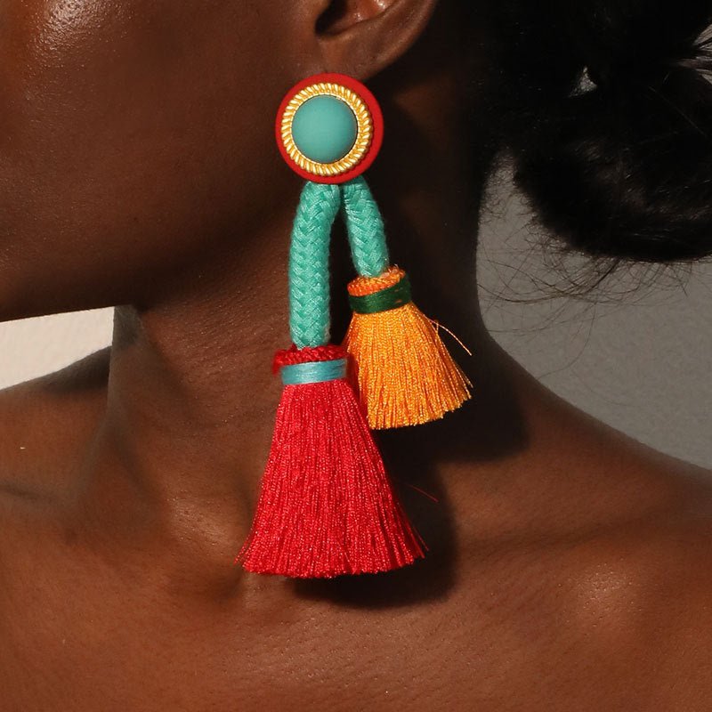 Boho Long Tassel Earrings Exclusive Statement Design - Alba Vaga
