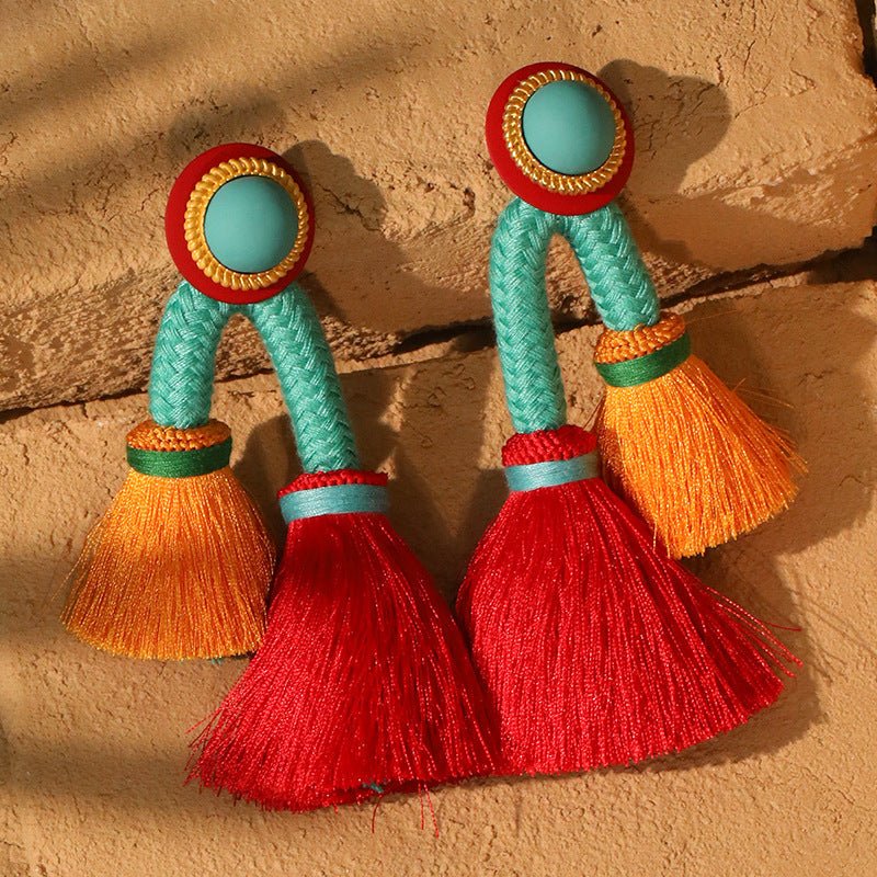 Boho Long Tassel Earrings Exclusive Statement Design - Alba Vaga