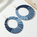 Boho Western Denim Oval Earrings – Casual Statement Jewelry for Women - Alba Vaga