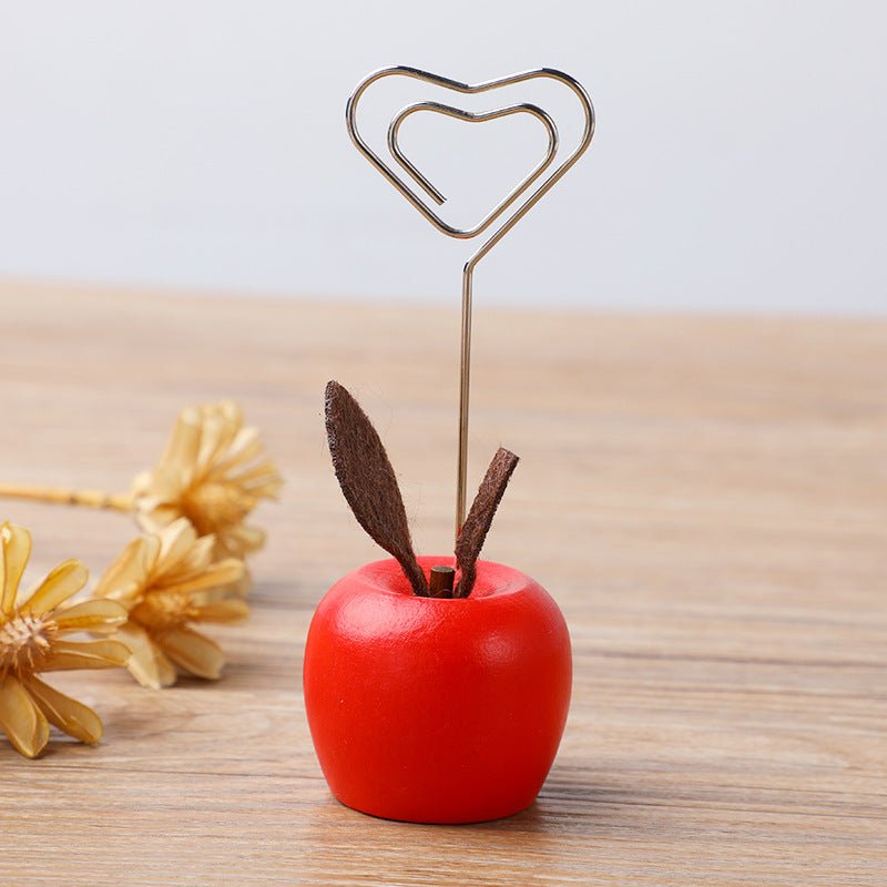 Candy - Colored Mushroom & Apple Wooden Message Clips – Cute Desk Photo Holders - Alba Vaga