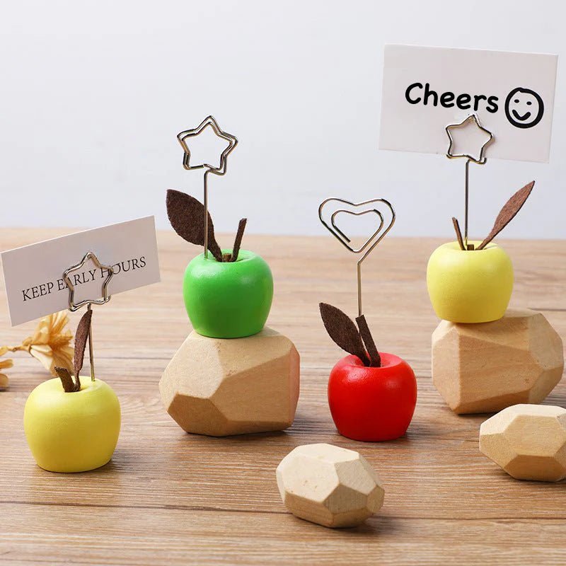Candy - Colored Mushroom & Apple Wooden Message Clips – Cute Desk Photo Holders - Alba Vaga