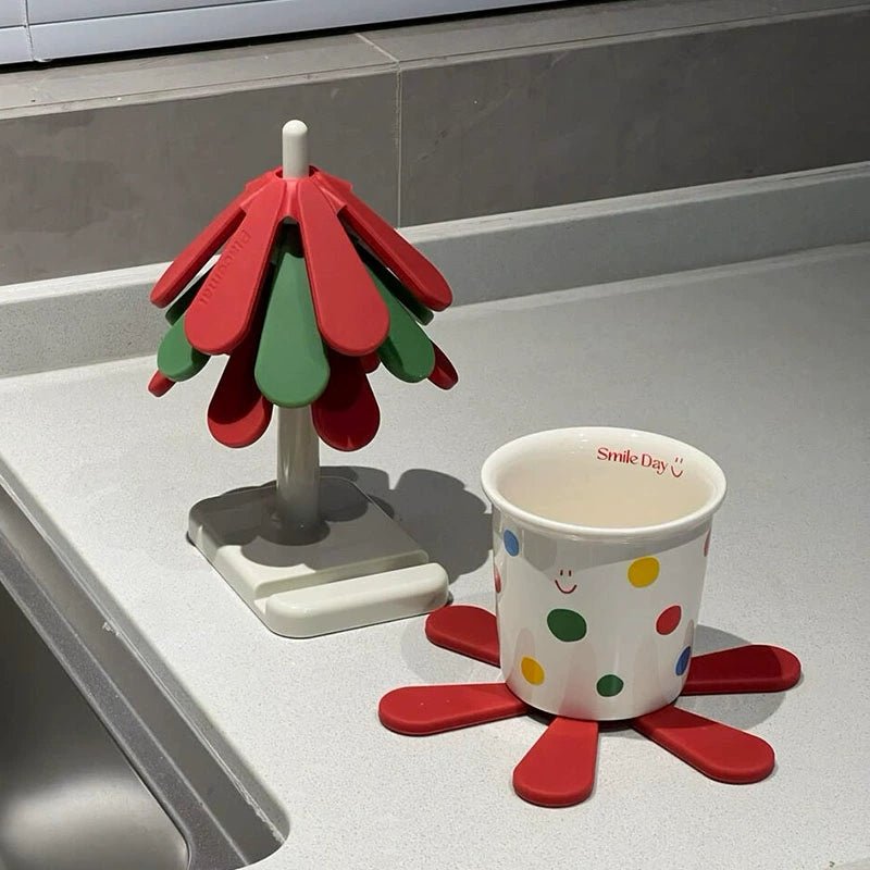 Christmas Tree & Cactus Heat - Resistant Placemat – Table & Cup Coaster for Hot Protection - Alba Vaga