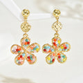 Crystal Flower Hand - Woven Stud Earrings – Light Luxury Sweet Boho Style - Alba Vaga