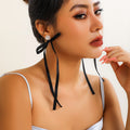 Exaggerated Fabric Tassel Bow Earrings with Pearl & Crystal Flower Studs - Alba Vaga