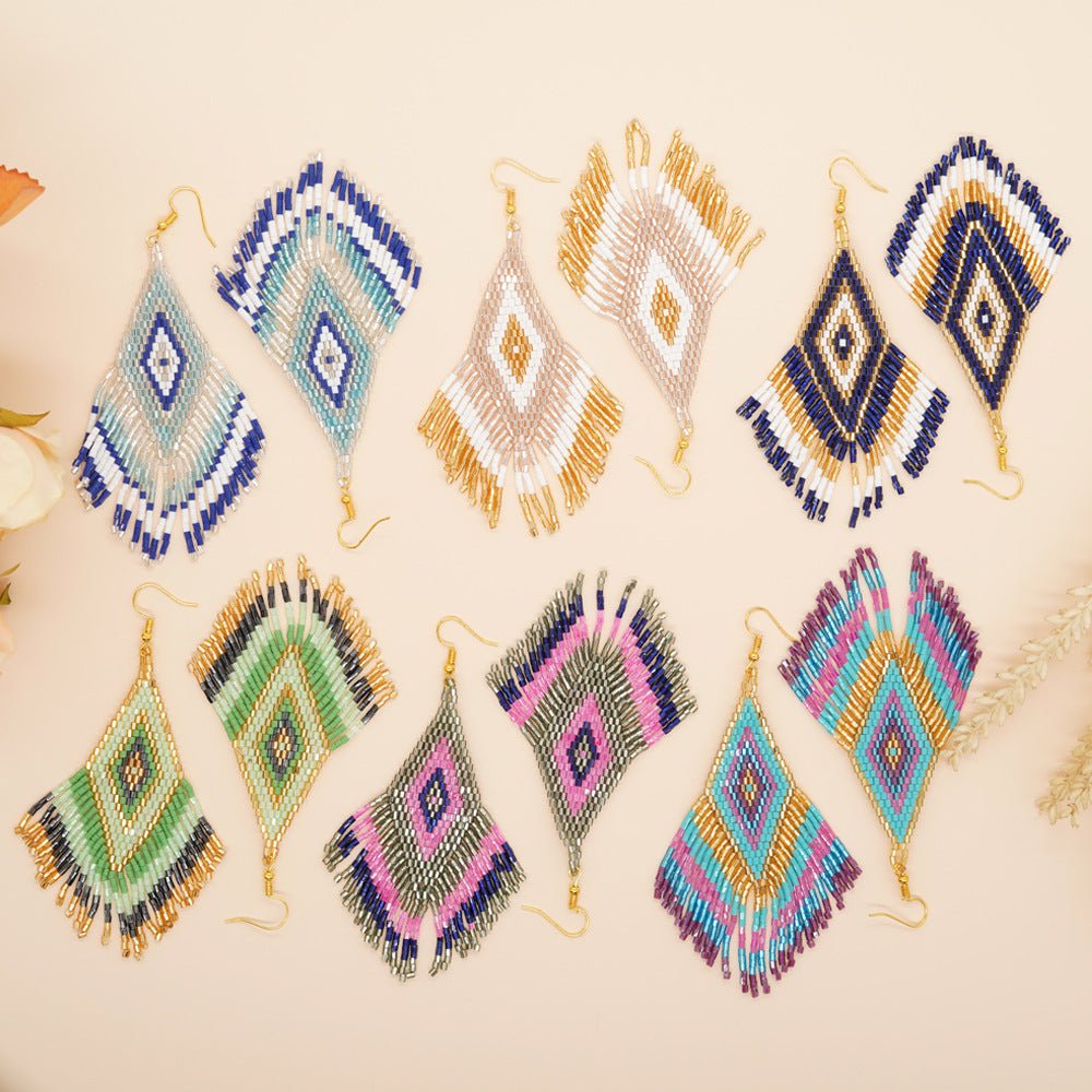 Exaggerated Tassel Earrings Ethnic - Inspired High - End Statement - Alba Vaga