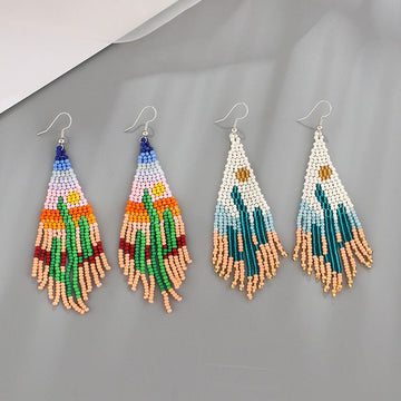 Handmade Bohemian Beaded Fringe Earrings for Women - Alba Vaga