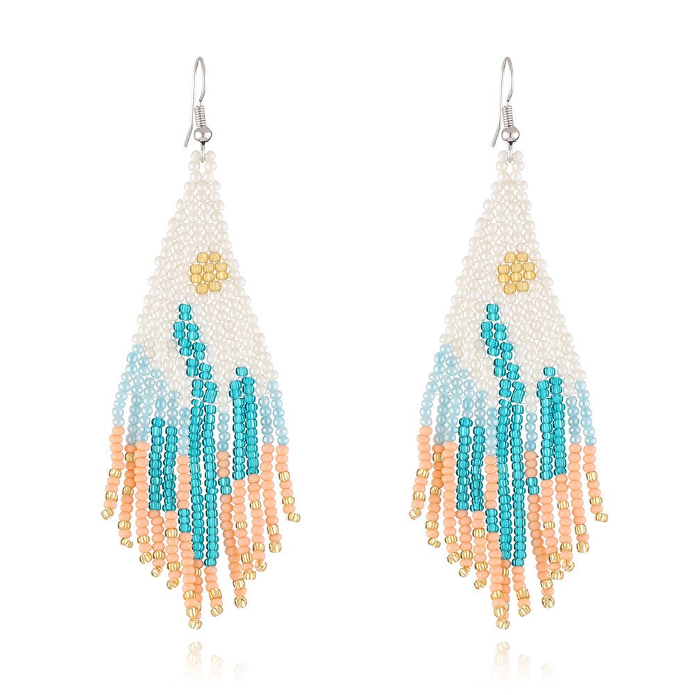 Handmade Bohemian Beaded Fringe Earrings for Women - Alba Vaga